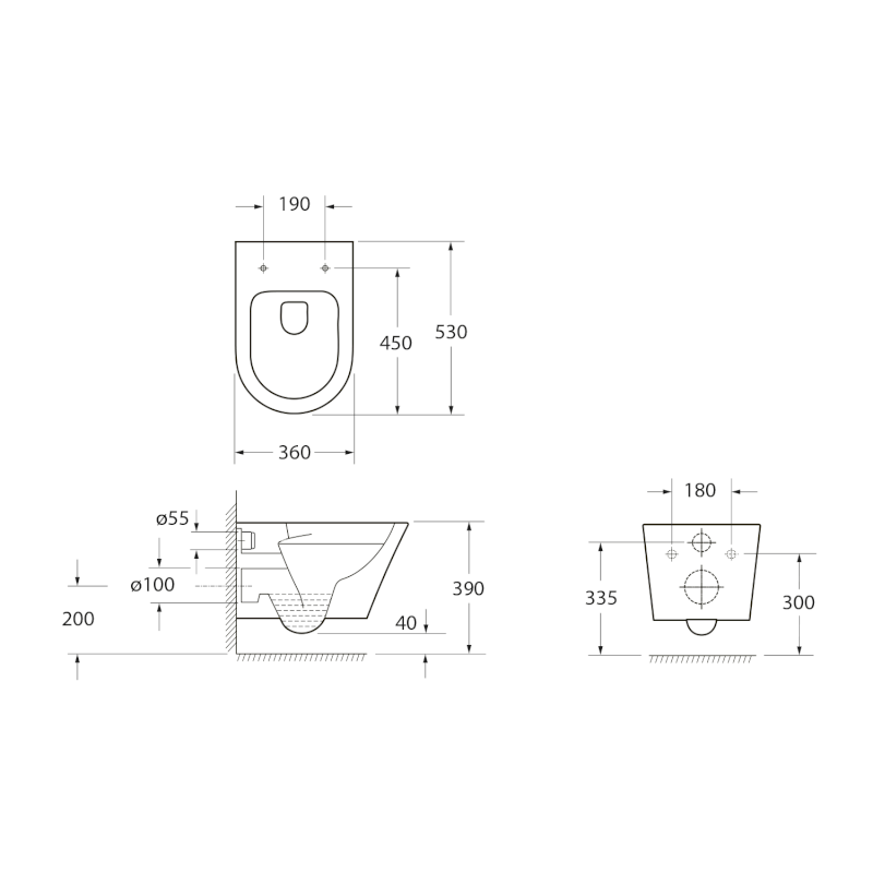PACO závěsná WC mísa, Vortex Rimless, 36x53cm, bílá PZ1012V