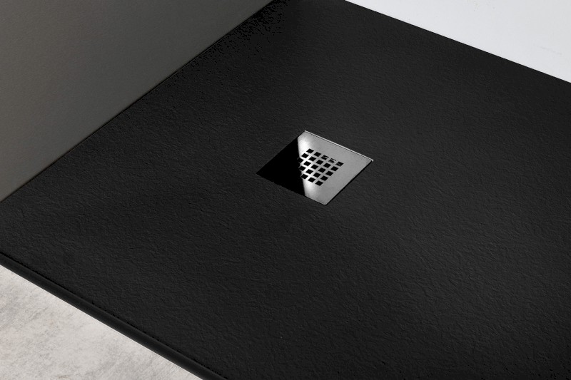 MITIA sprchová vanička z litého mramoru, čtverec 90x90cm, černá PMC9090