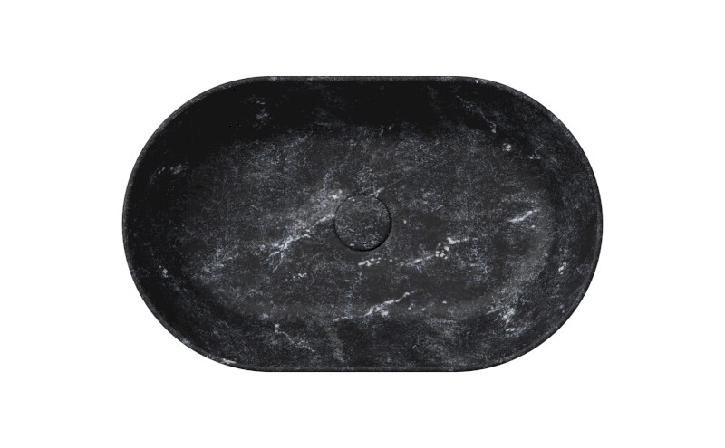 ALTACERAMICA keramické umyvadlo na desku, 60x37cm, oválné, mramor/černá mat AC30536