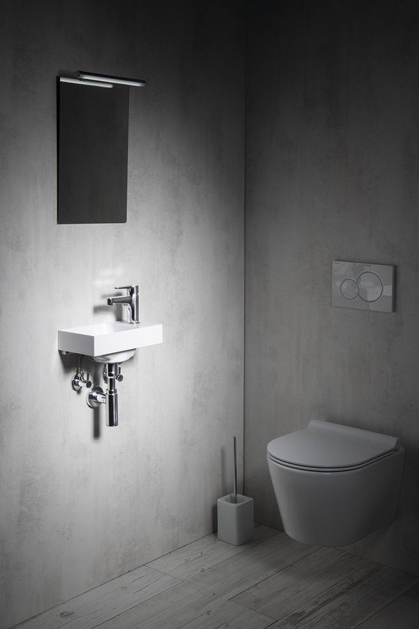 PICCOLINO umývátko 30,8x17cm, litý mramor, baterie vpravo, bílá PK305