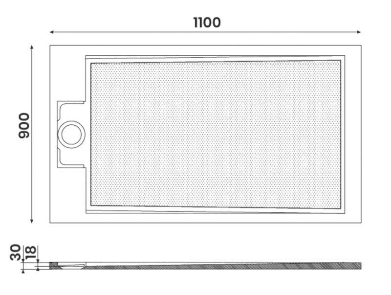 EMA sprchová vanička z litého mramoru, obdélník 110x90cm, bílá PE11090