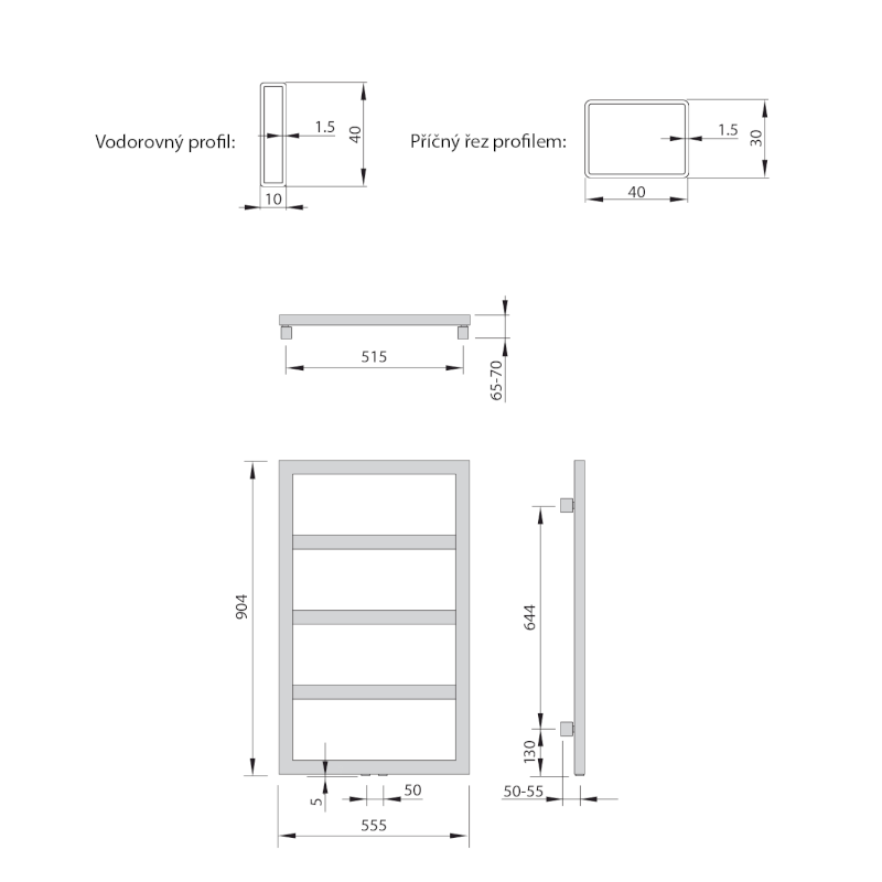 DENALI otopné těleso 550x904 mm, stříbrná strukturální DN609SS