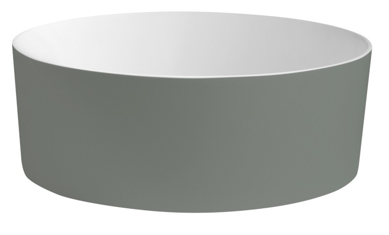 THIN umyvadlo na desku, Rockstone, Ø 38 cm, verde/bílá mat WN548-44