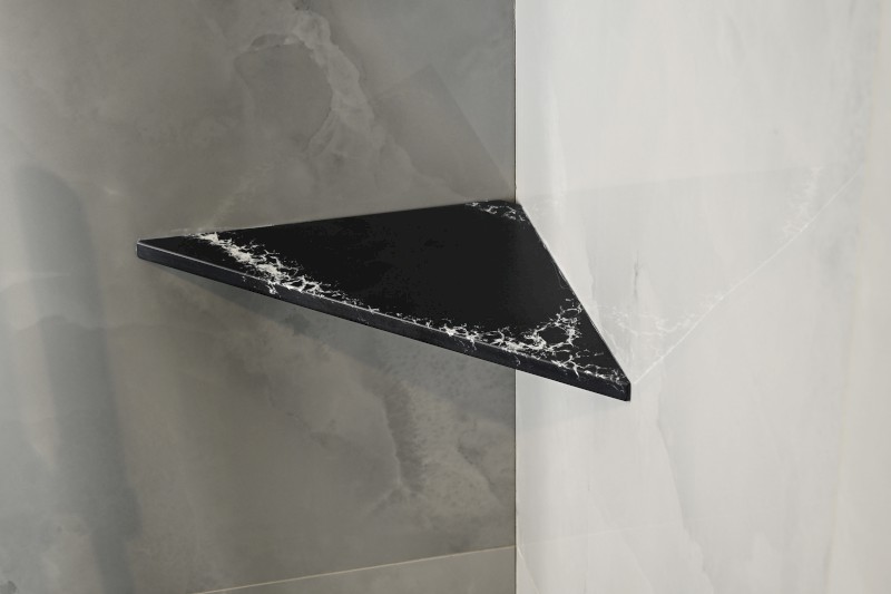 ABELINE rohová police rockstone 250x250mm, black attica AE250-0598