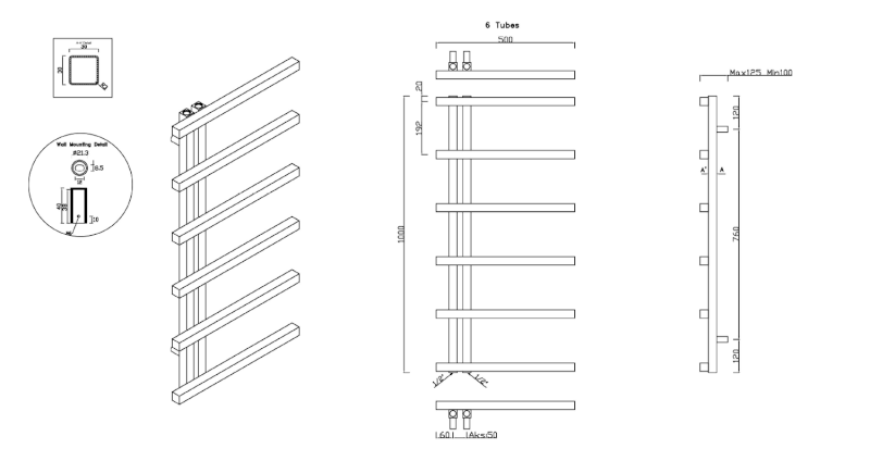 SIERRA otopné těleso 500x1000 mm, nerez mat NR220
