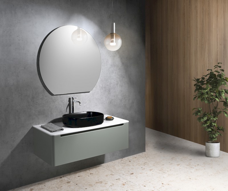 INFINITY OVAL keramické umyvadlo na desku, 55x36cm, černá mat 10NF65055-2N