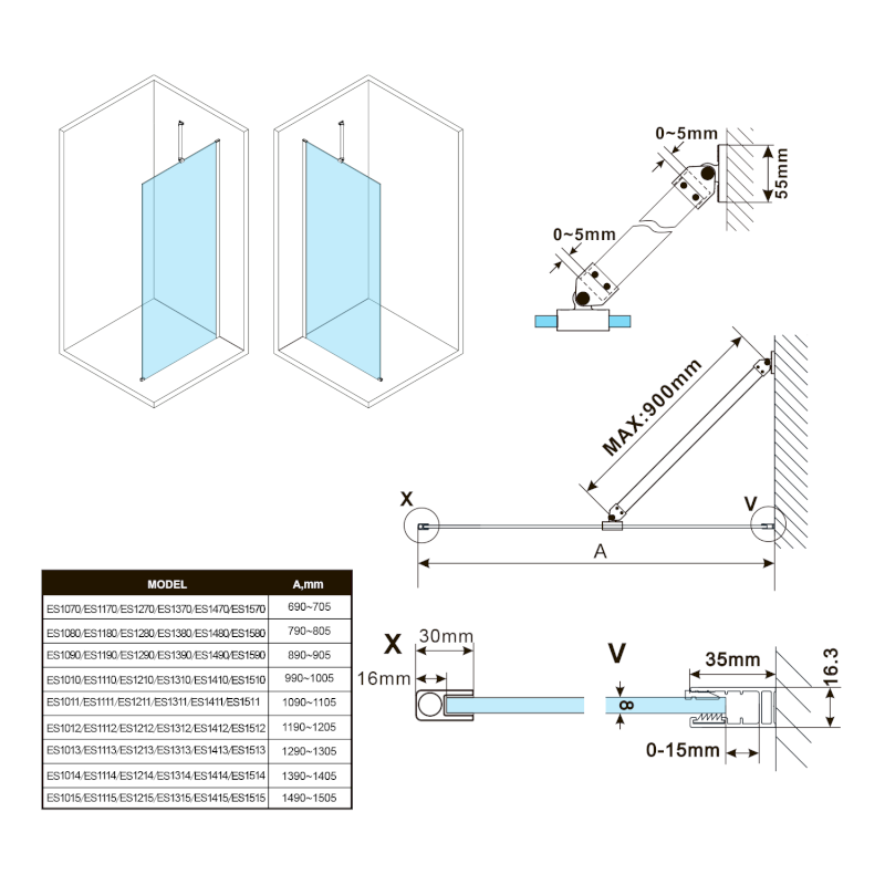 ESCA kouřové matné sklo 1067x2100mm ES1411