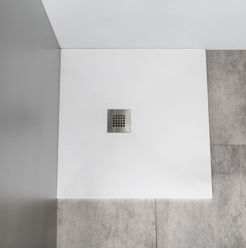 MITIA sprchová vanička z litého mramoru, čtverec 90x90cm, bílá PMB9090