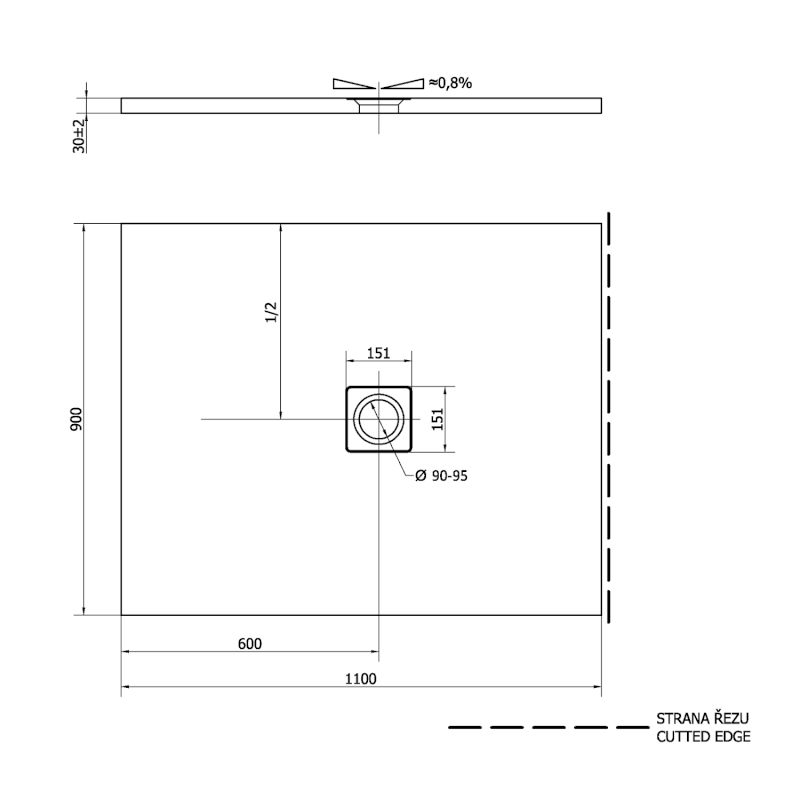 FLEXIA vanička z litého mramoru s možností úpravy rozměru, 110x90cm 72923