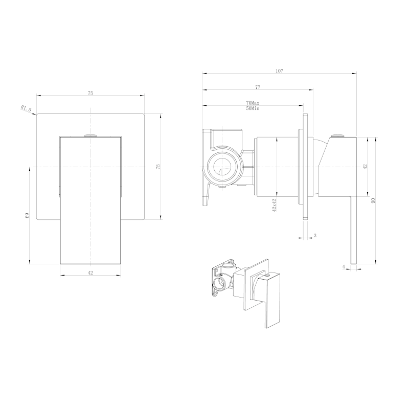 SPECTRE podomítková bidetová baterie, 1 výstup, chrom 1102-46