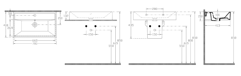 SISTEMA keramické umyvadlo 70x42cm, bílá 10SF50070