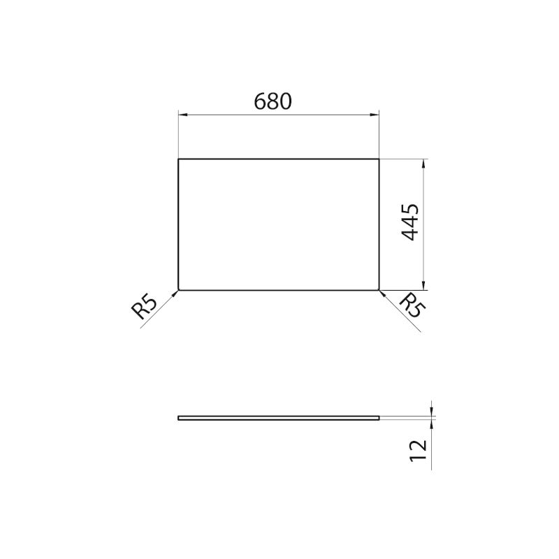 Deska Rockstone 680x12x445mm, bílá mat DTR68-0101