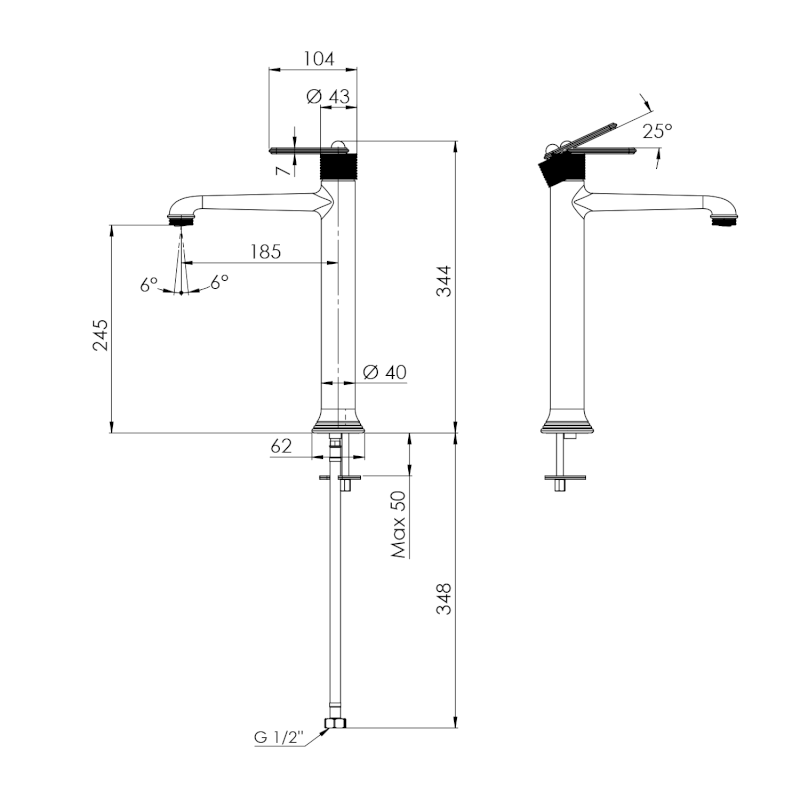BEBÉ stojánková umyvadlová baterie vysoká, prodloužená hubice, chrom BB007