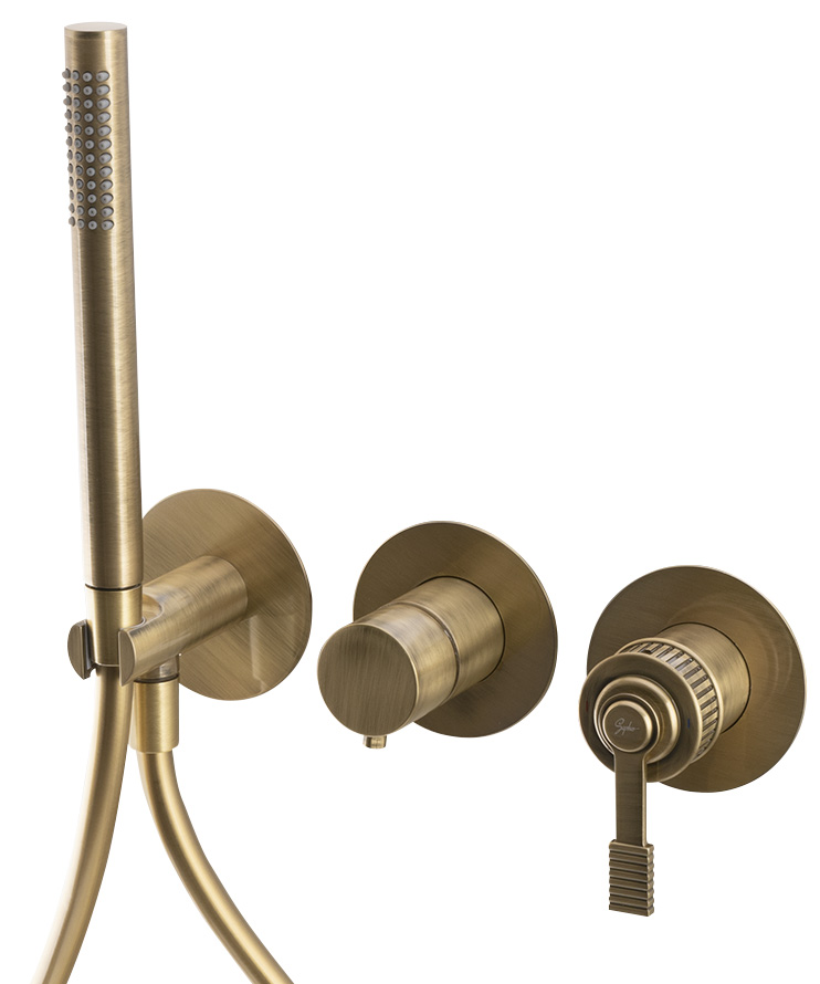 VERSI podomítková sprchová/vanová baterie s ruční sprchou, 2 výstupy, bronz RV052/18