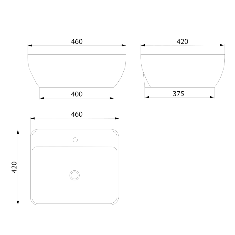 TUJE keramické umyvadlo 46x42cm, bílá TU0217