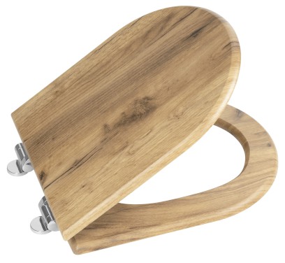 AQUALINE WC sedátko, D-tvar, Soft Close, dub 1705-20