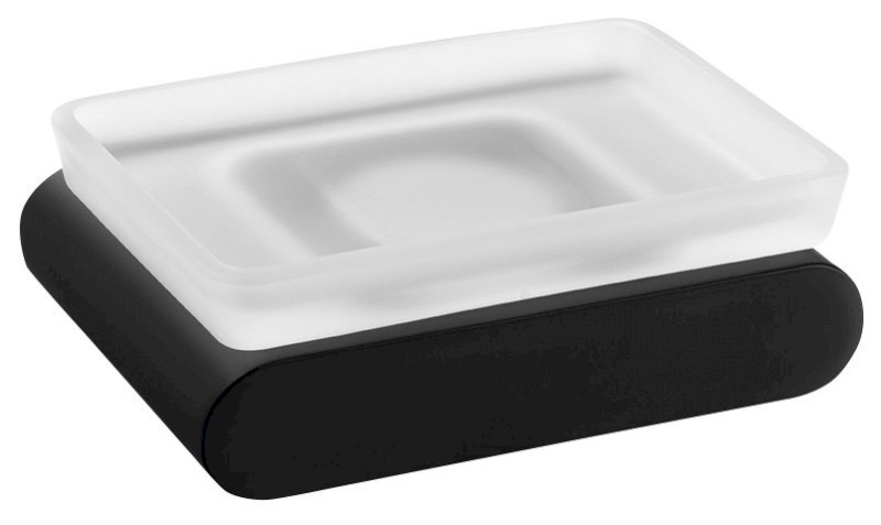 FLORI mýdlenka, mléčné sklo, černá mat RF002/15