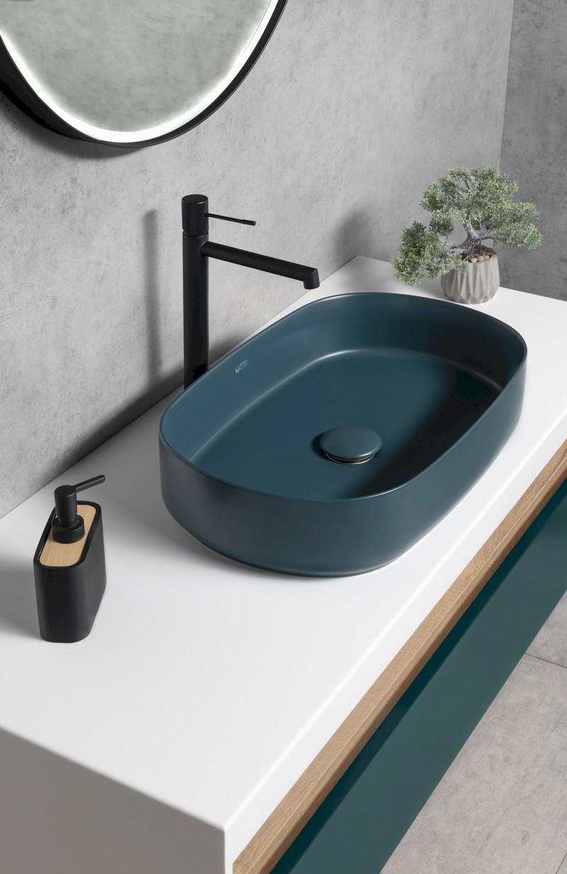 SOLARIS stojánková umyvadlová baterie vysoká, černá mat WD006B