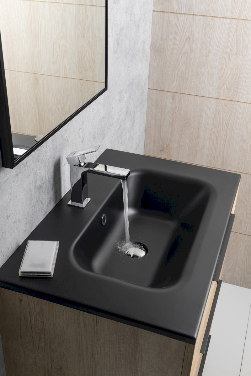SIDRA umyvadlo, litý mramor, 61x46cm, černá mat SD061B