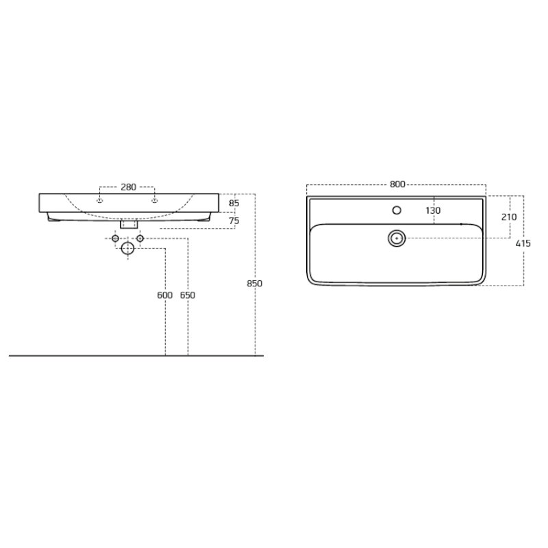 NEON keramické umyvadlo 80x41,5cm, bílá 201.133.0