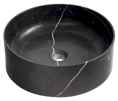 BLOK kamenné umyvadlo na desku, Ø 40cm, matný černý Marquin 2401-52