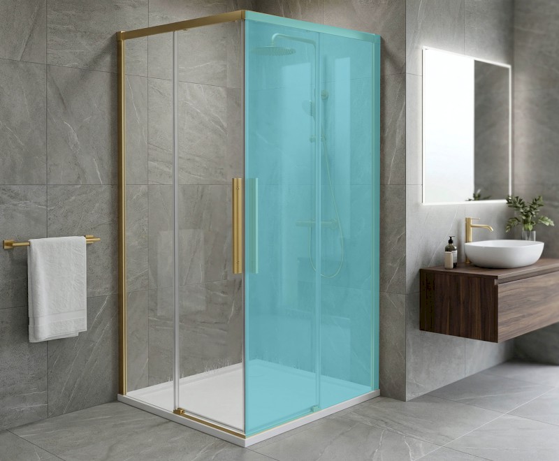 LUXOR GOLD MATT sprchové dveře pro rohový vstup 900mm, čiré sklo GU2190G