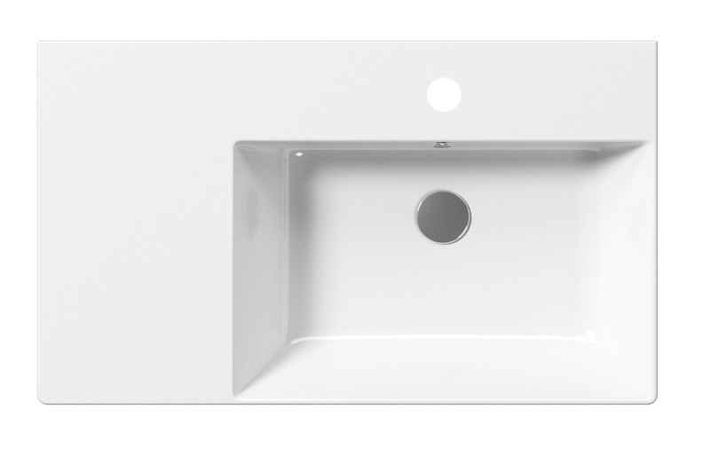 KUBE X keramické umyvadlo 80x47cm, s odkládací plochou vlevo, bílá ExtraGlaze 9457111