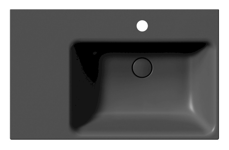 NUBES keramické umyvadlo 80x50cm, s odkládací plochou vlevo, černá mat 9630126