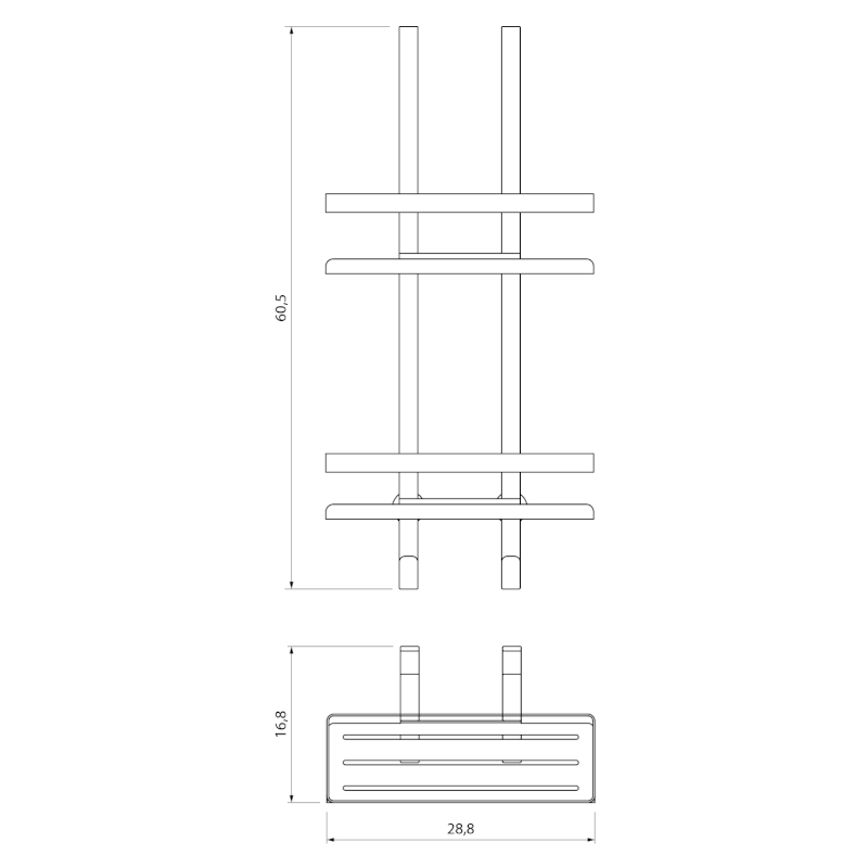 MYLINE polička do sprchy závěsná, 240x490x220mm, černá mat 105T14001