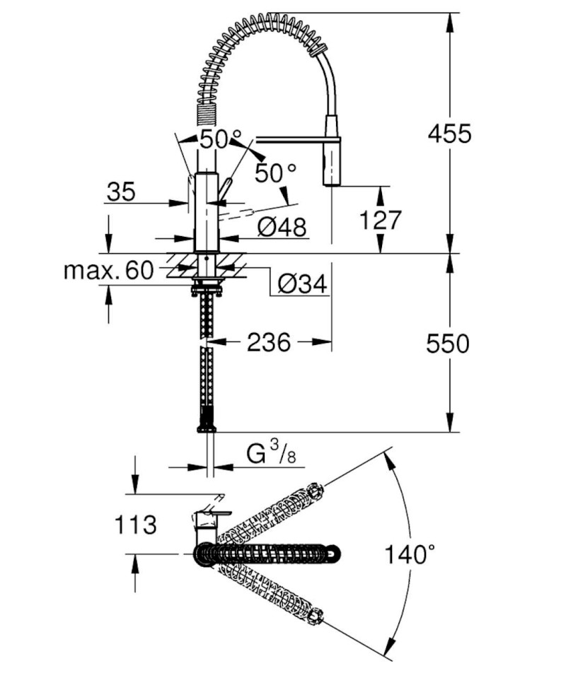 Get Dřezová baterie s flexibilním ramenem a sprškou, chrom GROHE 30361000