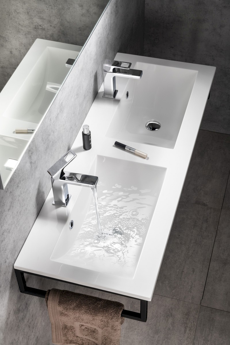 YUKON dvojumyvadlo, litý mramor, 120x45cm, bílá YU120