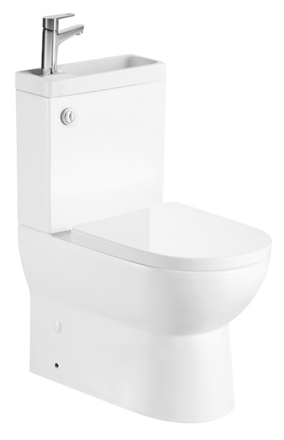 JALTA HYGIE WC kombi s umývátkem, Rimless, spodní/zadní odpad, bílá PB103H