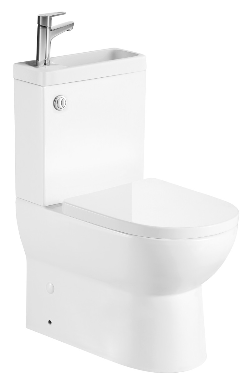 JALTA HYGIE WC kombi s umývátkem, Rimless, spodní/zadní odpad, bílá PB103H