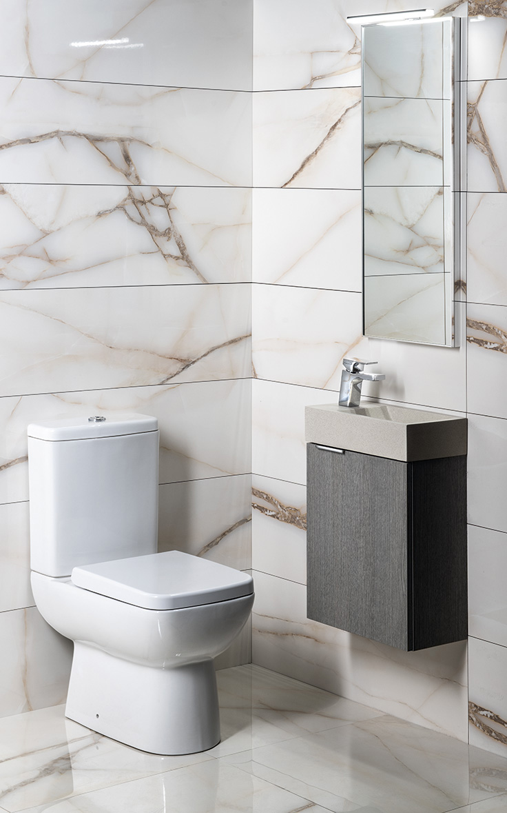 CREST L betonové umývátko, nástěnné, včetně výpusti, 40x22cm, bílý pískovec AR410