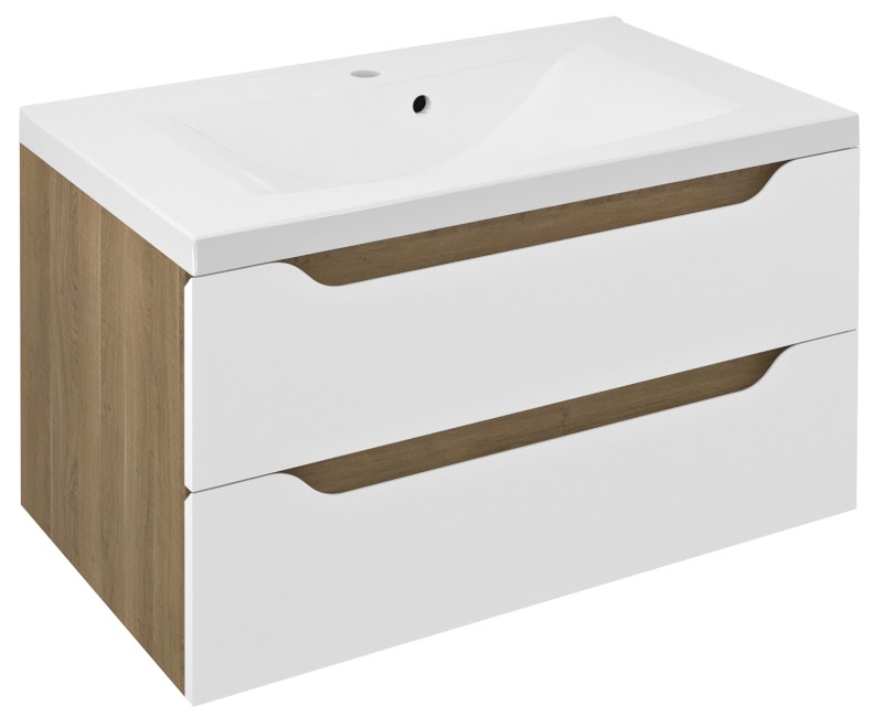 WAVE umyvadlová skříňka 79,7x45x47,8cm, bílá/dub cuneo WA080-3025