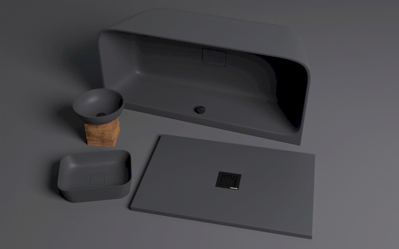 BANERA SQUARE umyvadlo na desku, litý mramor, 50x36cm, antracit mat 14596.51