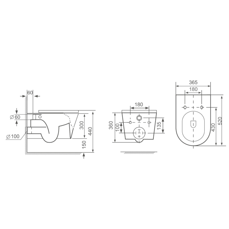 PACO závěsná WC mísa, Rimless, 36x53cm, černá mat PZ1012WRB