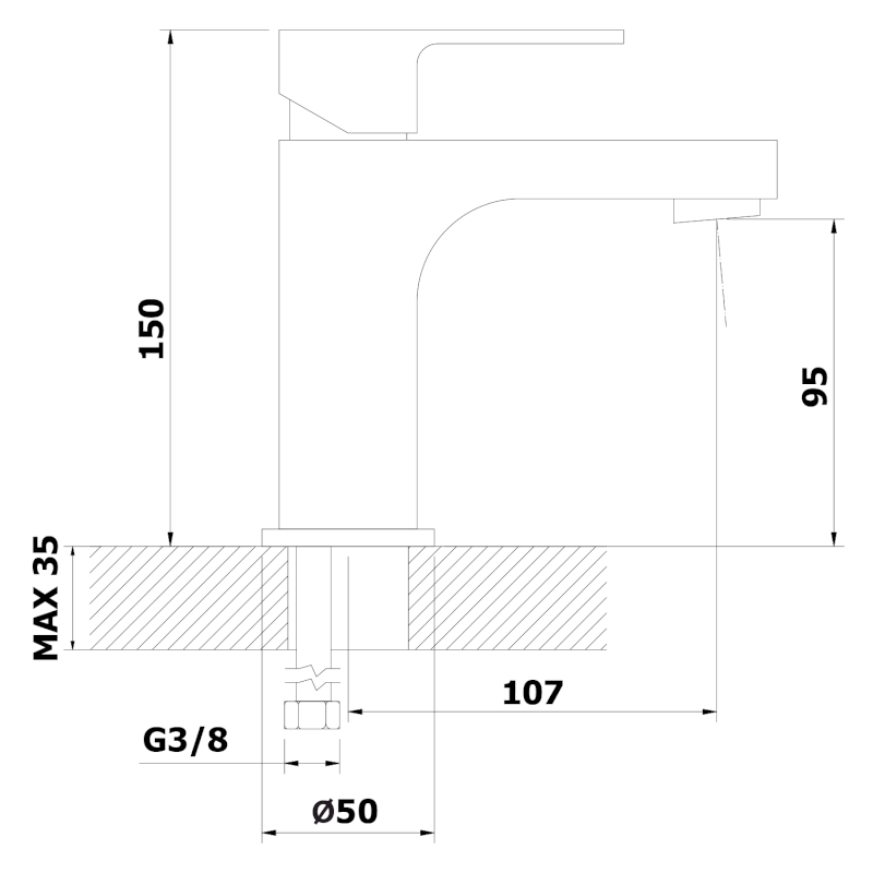 SIEGER stojánková umyvadlová baterie, výška 150mm, chrom 914.002.1