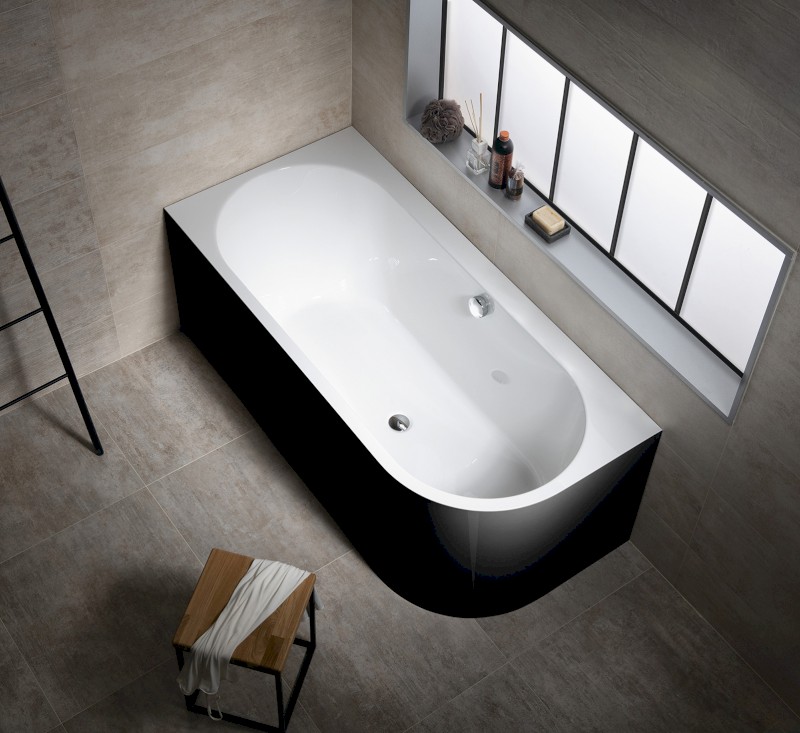 ASTRA L MONOLITH asymetrická vana 160x75x60cm, bílá/černá 33611MB