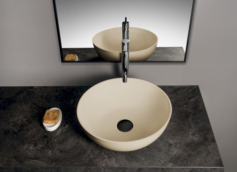 BANERA ROUND umyvadlo na desku, litý mramor, průměr 39cm, béžová mat 14337.81