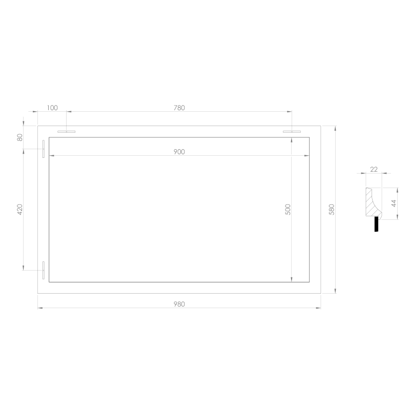 ROMINA zrcadlo v dřevěném rámu 58x98cm, bronzová patina NL398