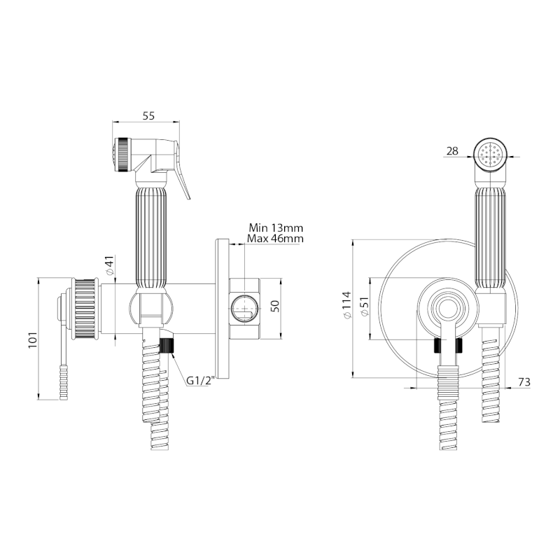 VERSI podomítková bidetová baterie se Stop sprškou, bronz RV013/18