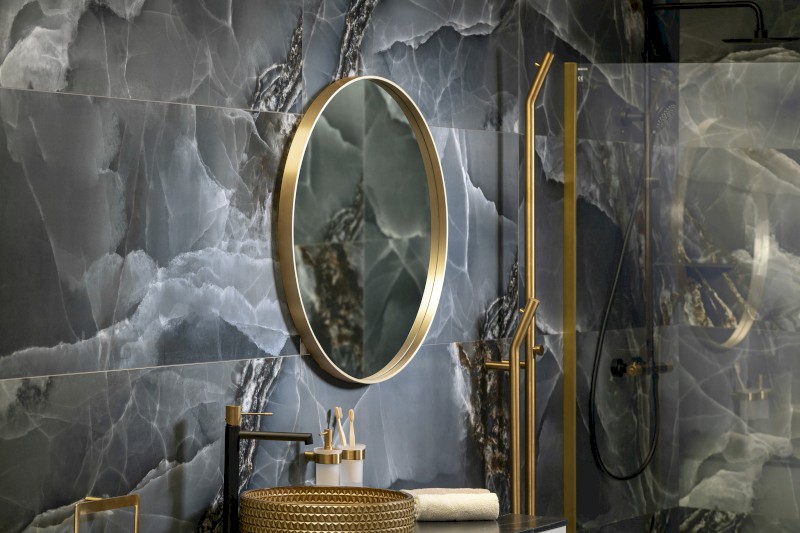 NOTION kulaté zrcadlo v rámu ø 70cm, zlato mat NT700G