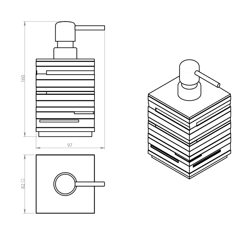 QUADROTTO dávkovač mýdla na postavení, černá QU8114