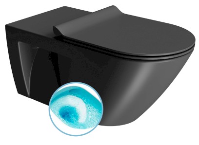 COMMUNITY závěsná WC mísa, Swirlflush, 36x70cm, černá dual-mat 761526