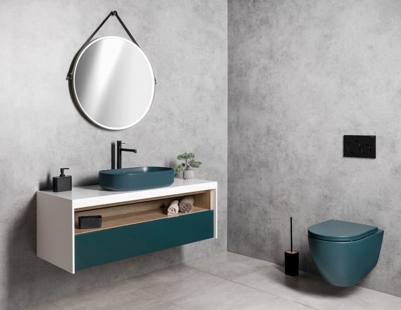 INFINITY OVAL keramické umyvadlo na desku, 55x36cm, zelená petrol 10NF65055-2P