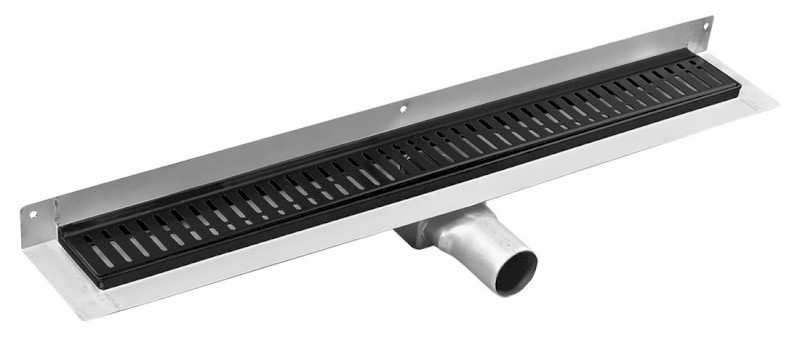 MANUS ONDA nerezový podlahový žlab s roštem, ke stěně, L-750, DN50, černá mat GMO23B