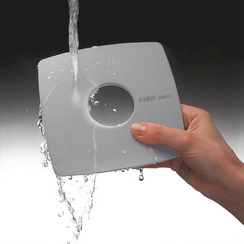 X-MART 10T koupelnový ventilátor axiální s časovačem, 15W, potrubí 100mm, nerez mat 01041000