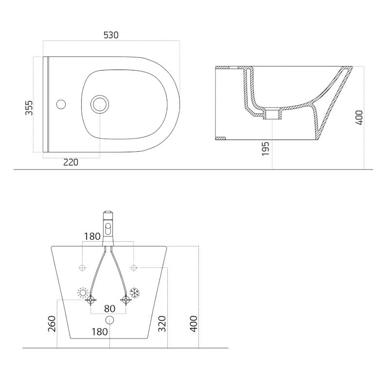 AVVA bidet závěsný 35,5x53 cm, bílá 100324