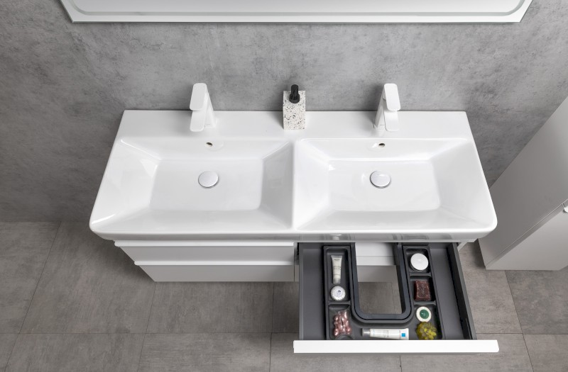 SITIA dvojumyvadlová skříňka 116x50x44,2cm, 4xzásuvka, bílá mat SI120-3131